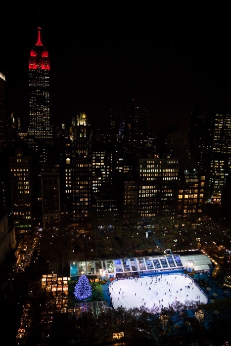 Empire State Building and Bryant Park Skating Rink, 2012.