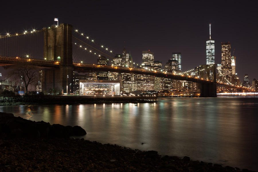 Brooklyn Bridge and Manhattan Night Skyline, 2014.