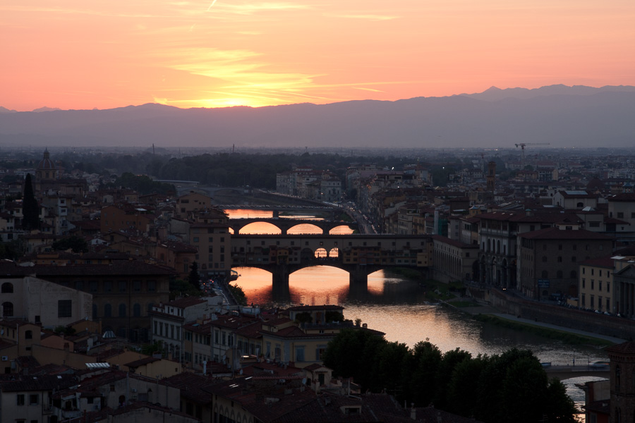 Ponte Vecchio at Sunset, Florence, Italy, 2010.