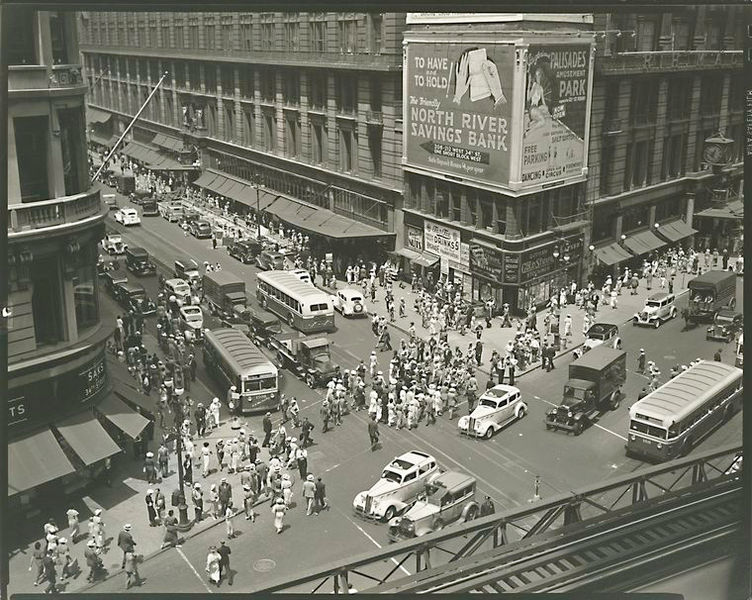 Berenice Abbott: Herald Square; 34th and Broadway. July 1936