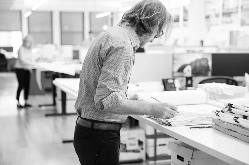 Employee working photograph for editorial and PR purposes