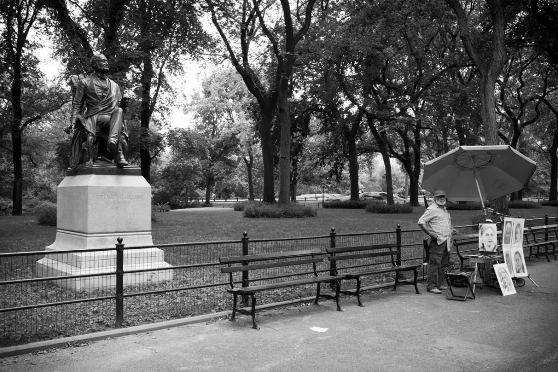 Fitz Greene Halleck & Portrait Artist, Poets' Walk, Central Park, 2013