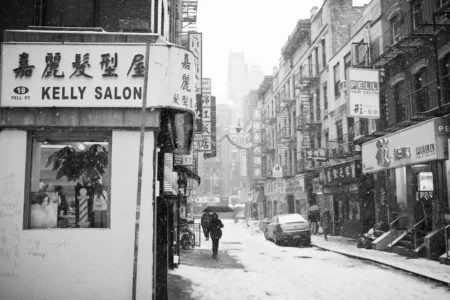 Pell Street in Snowstorm, Chinatown, 2015
