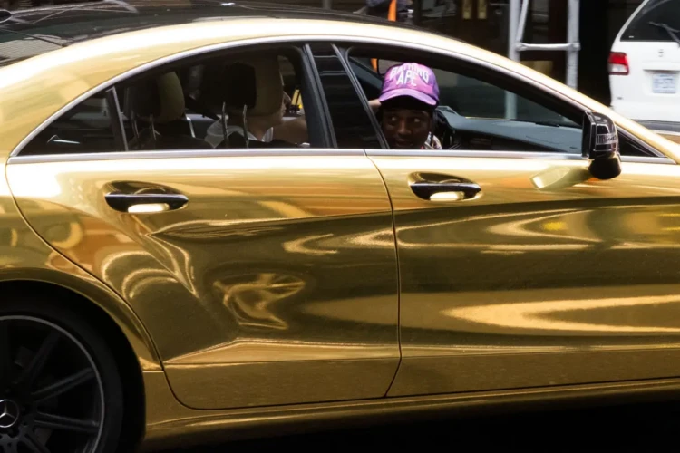 Gold Car and Man With Bathing Ape Hat, SoHo, 2017