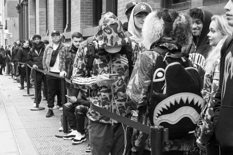 Bape Backpack, Line, SoHo, 2019