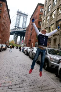 Manhattan Bridge and Jumper, Dumbo, 2019