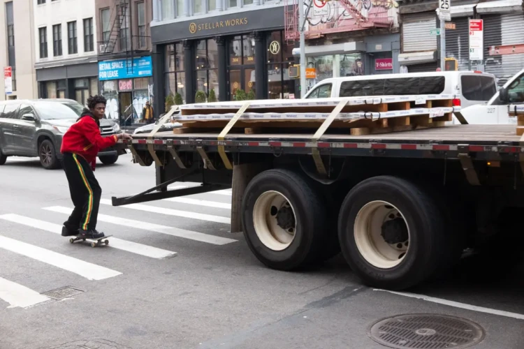 Canal Street Skateboarder in Supreme Sneakers, 2022