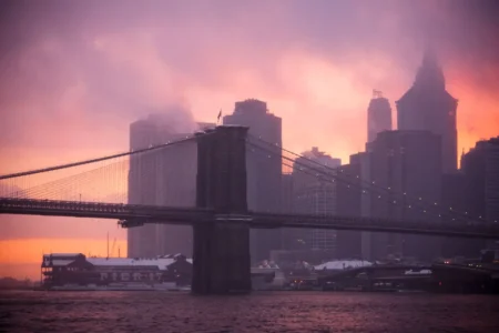 Brooklyn Bridge in Snowstorm at Sunset, 2010