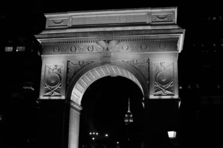 Washington Square Arch and Empire State Building at Night