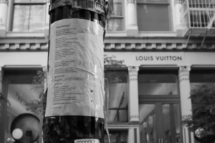 Street Poem Outside Louis Vuitton, SoHo, 2019