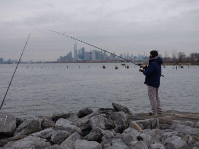 Fishing on the Brooklyn Waterfront, Sunset Park, 2019